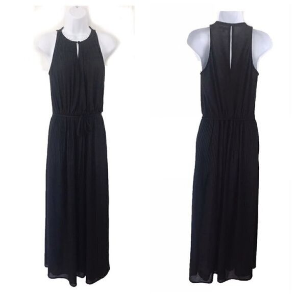 Shoshanna Black Joyce Jersey Pleated Maxi Dress, size S, Halter Neck. - Picture 2 of 8